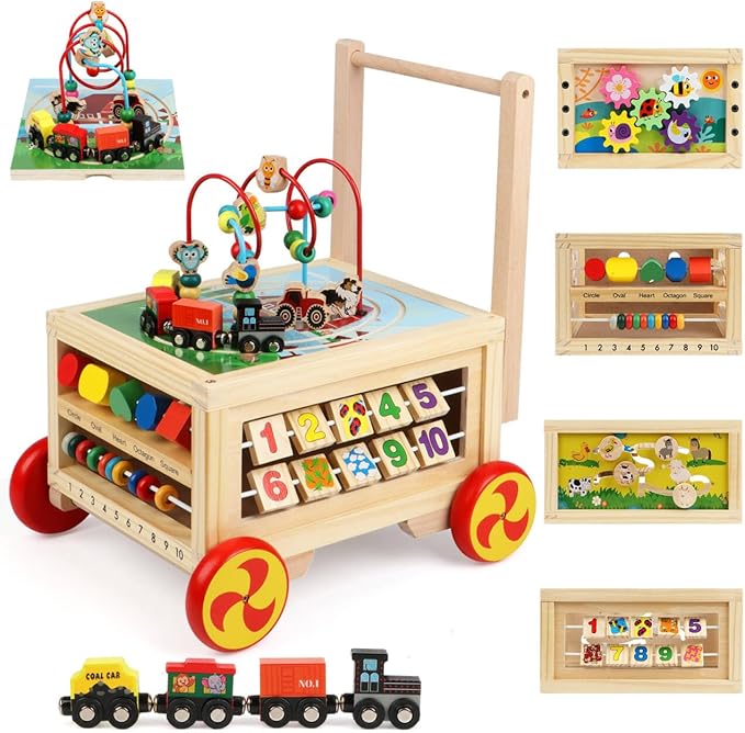 Wooden Activity Cube 7-in-1 Montessori Toys for 1+ Year Old Boys Girls Educational Learning Toys