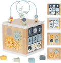 Wooden Activity Cube, 6-in-1 Montessori Toys for 1+ Year Old